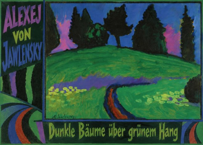 Alexej von Jawlensky Dunkle Bäume Über Grünem Hang No3 - Plakat