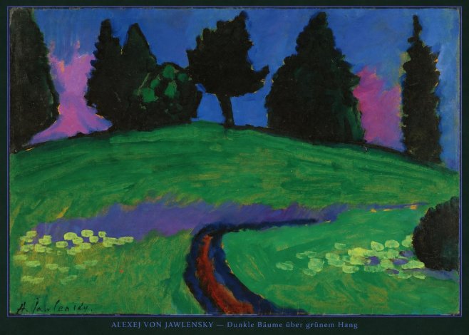 Alexej von Jawlensky Dunkle Bäume Über Grünem Hang No4 - Plakat