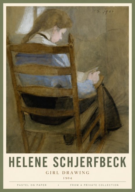 Helene Schjerfbeck Girl Drawing No3 - Plakat