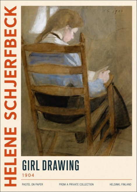 Helene Schjerfbeck Girl Drawing No5 - Plakat