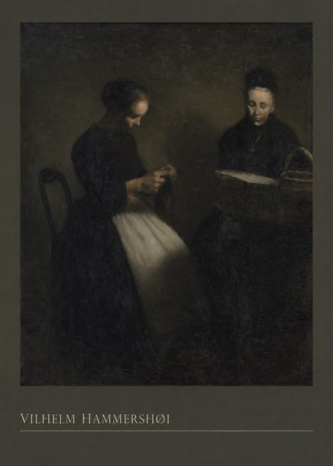 Vilhelm Hammershøi Two Women Knitting No3 - Plakat