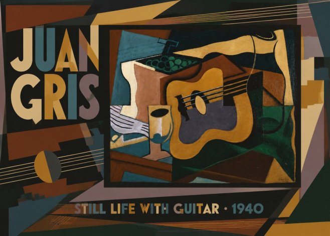 Juan Gris Still Life with Guitar No6 - Plakat