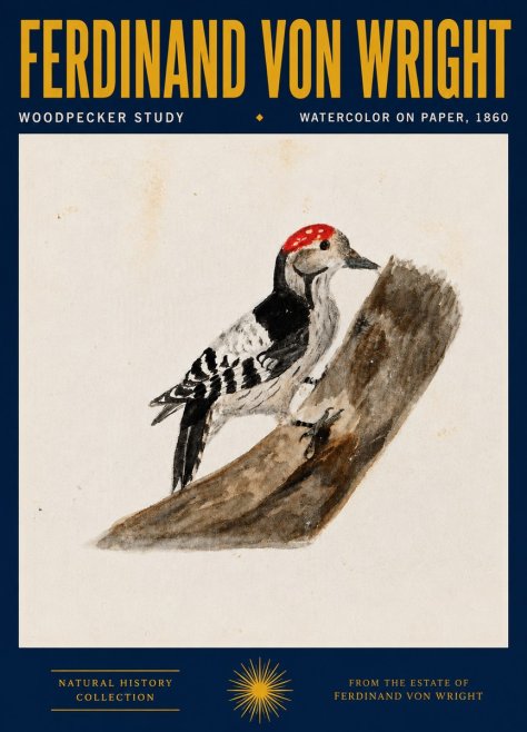 Ferdinand von Wright Woodpecker Study No4 - Plakat
