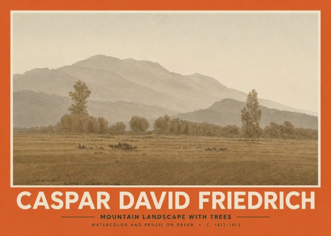 Caspar David Friedrich Mountain Landscape with Trees No5 - Plakat