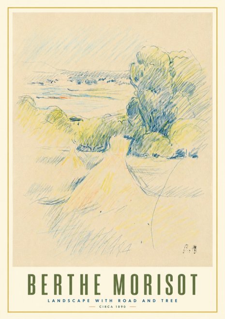 Berthe Morisot Landscape with Road and Tree No3 - Plakat