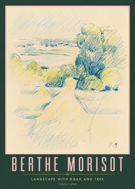 Berthe Morisot Landscape with Road and Tree No6 - Plakat