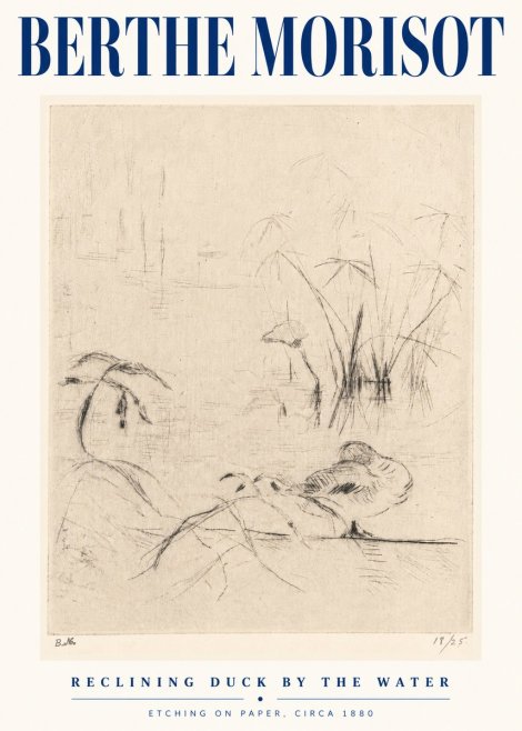 Berthe Morisot Reclining Duck by the Water No5 - Plakat