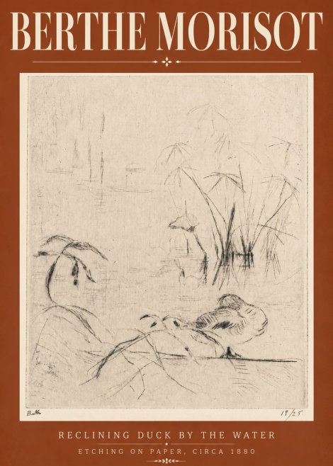 Berthe Morisot Reclining Duck by the Water No6 - Plakat