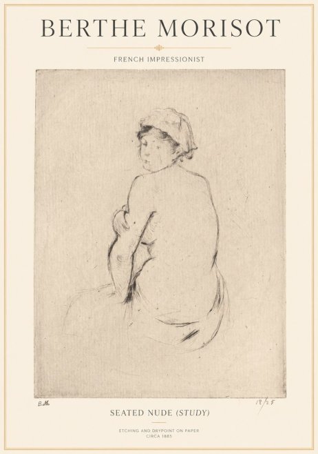 Berthe Morisot Seated Nude (Study) No1 - Plakat