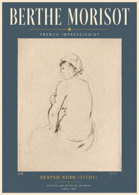 Berthe Morisot Seated Nude (Study) No6 - Plakat