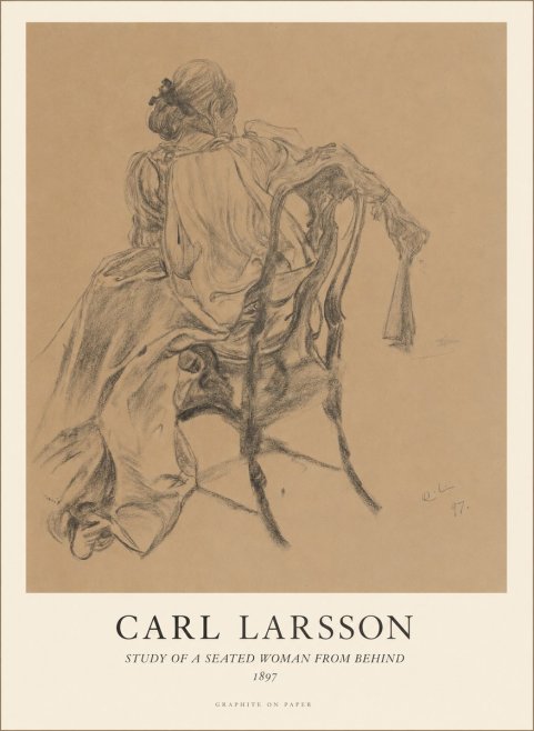 Carl Larsson Study of a Seated Woman from Behind No1 - Plakat