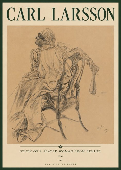 Carl Larsson Study of a Seated Woman from Behind No4 - Plakat