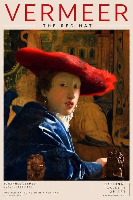 Vermeer The Red Hat No2 - Plakat