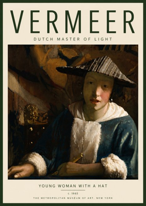 Vermeer Young Woman with a Hat No6 - Plakat