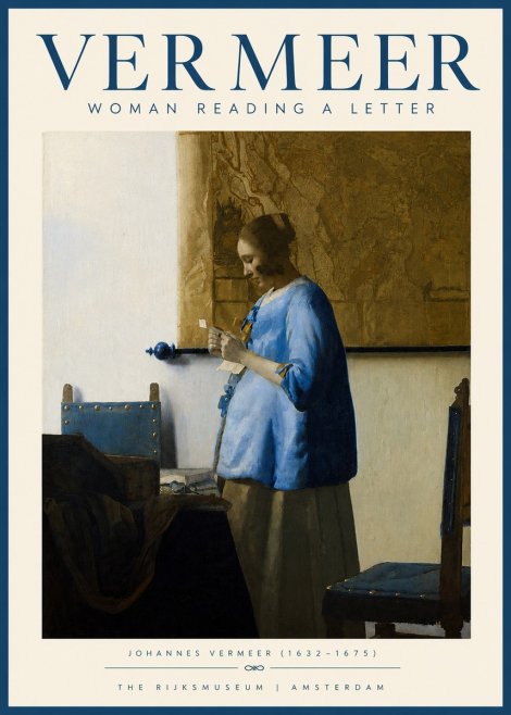 Vermeer Woman Reading a Letter No3 - Plakat