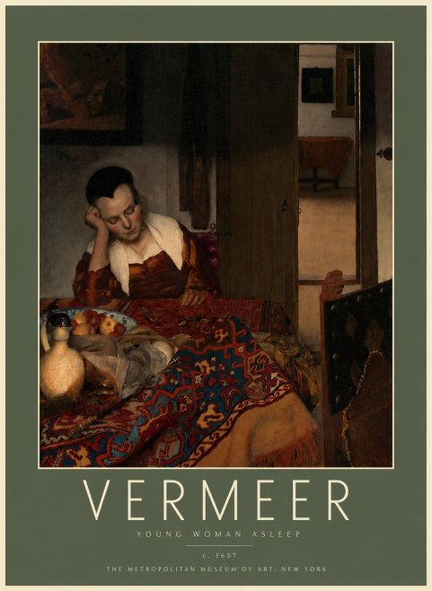 Vermeer Young Woman Asleep No2 - Plakat