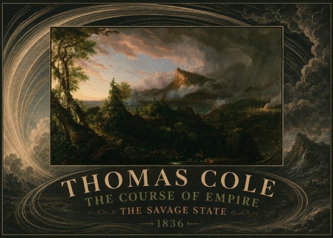 Thomas Cole The Course of Empire: the Savage State I No4 - Plakat