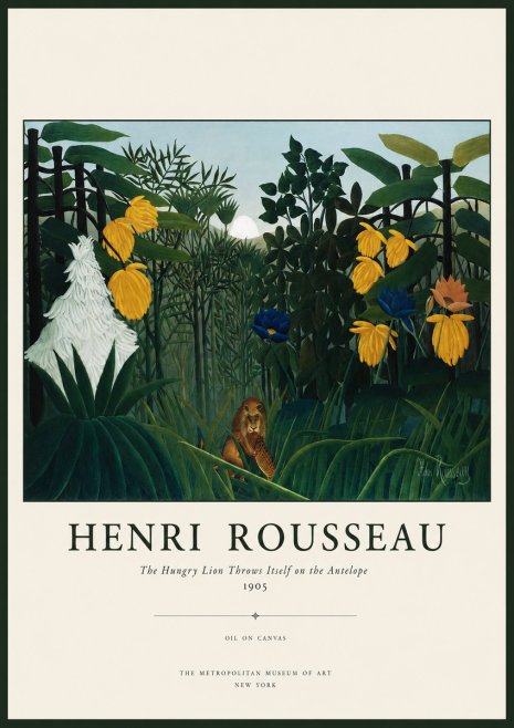 Rousseau The Hungry Lion Throws Itself on the Antelope No1 - Plakat
