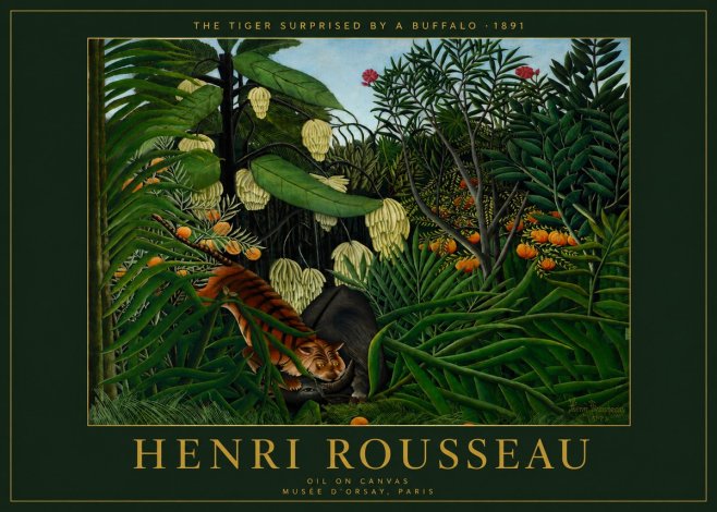 Rousseau The Tiger Surprised by a Buffalo No4 - Plakat