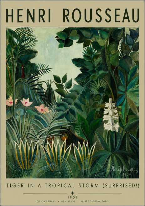 Rousseau Tiger in a Tropical Storm (Surprised!) No2 - Plakat