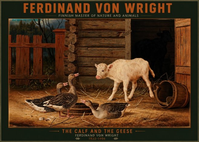 Ferdinand von Wright The Calf and the Geese No2 - Plakat