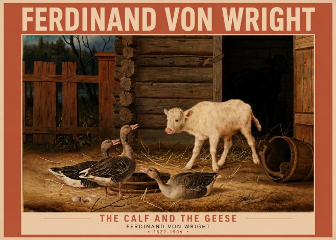 Ferdinand von Wright The Calf and the Geese No3 - Plakat