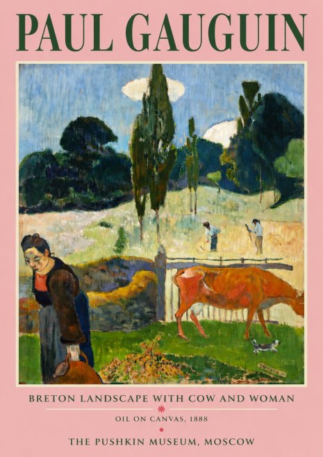 Paul Gauguin Breton Landscape with Cow and Woman No4 - Plakat