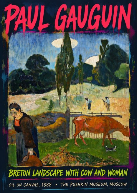 Paul Gauguin Breton Landscape with Cow and Woman No6 - Plakat