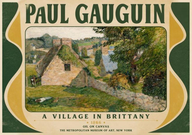 Paul Gauguin A Village in Brittany No3 - Plakat