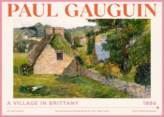 Paul Gauguin A Village in Brittany No4 - Plakat