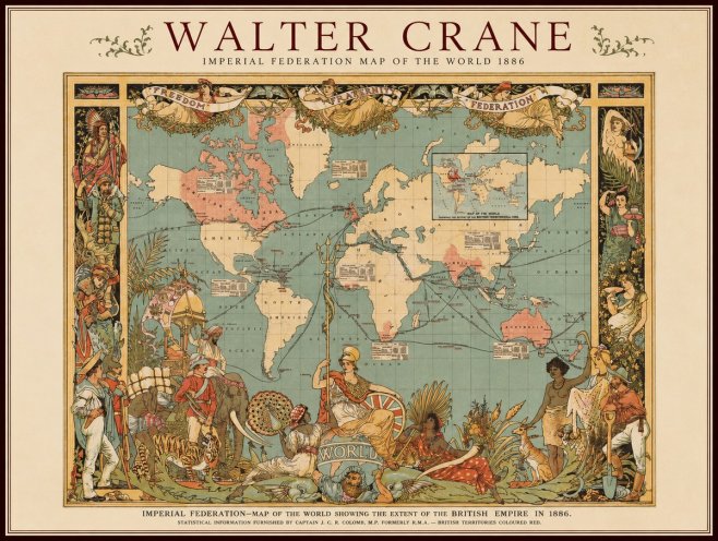 Walter Crane Imperial Federation Map of the World 1886 No1 - Plakat