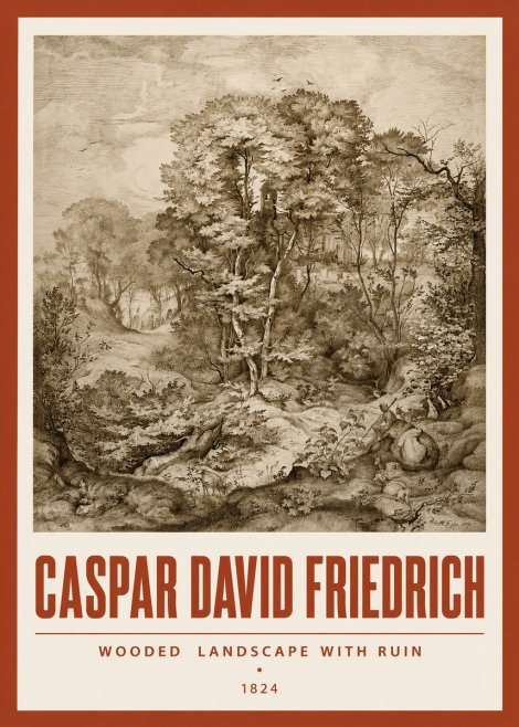 Caspar David Friedrich Wooded Landscape with Ruin No3 - Plakat