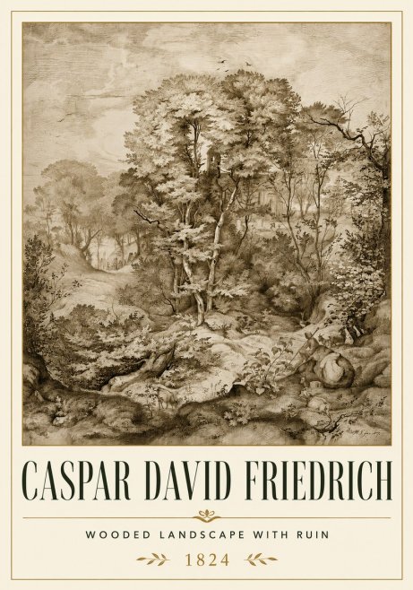 Caspar David Friedrich Wooded Landscape with Ruin No6 - Plakat