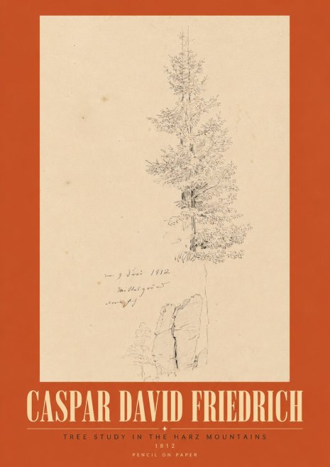 Caspar David Friedrich Tree Study in the Harz Mountains No3 - Plakat