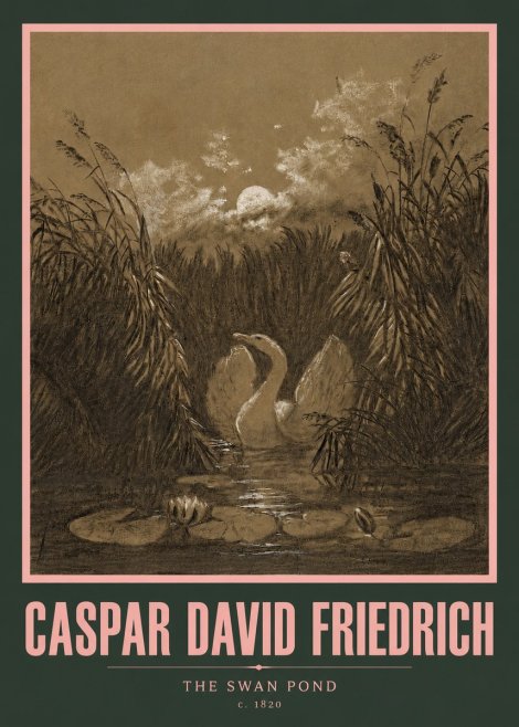 Caspar David Friedrich The Swan Pond No3 - Plakat
