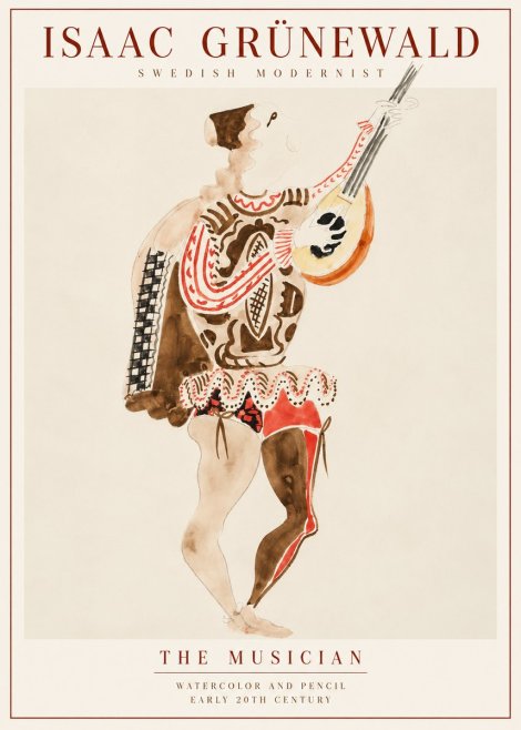 Isaac Grünewald The Lute Player No3 - Plakat