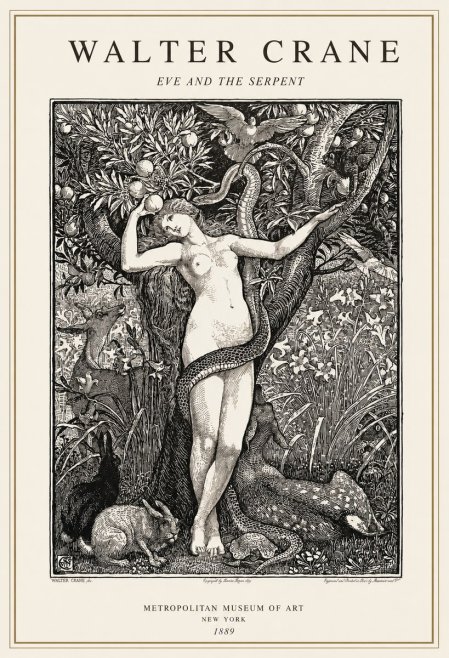 Walter Crane Eve and the Serpent No1 - Plakat