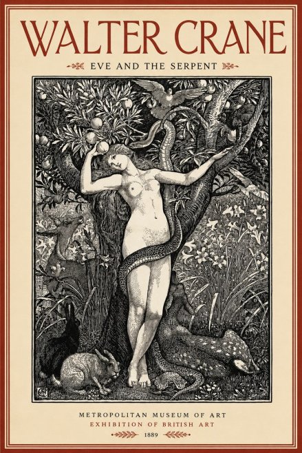 Walter Crane Eve and the Serpent No2 - Plakat