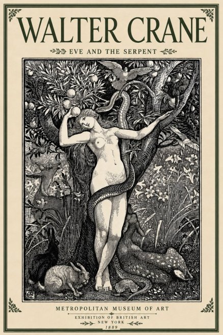 Walter Crane Eve and the Serpent No5 - Plakat