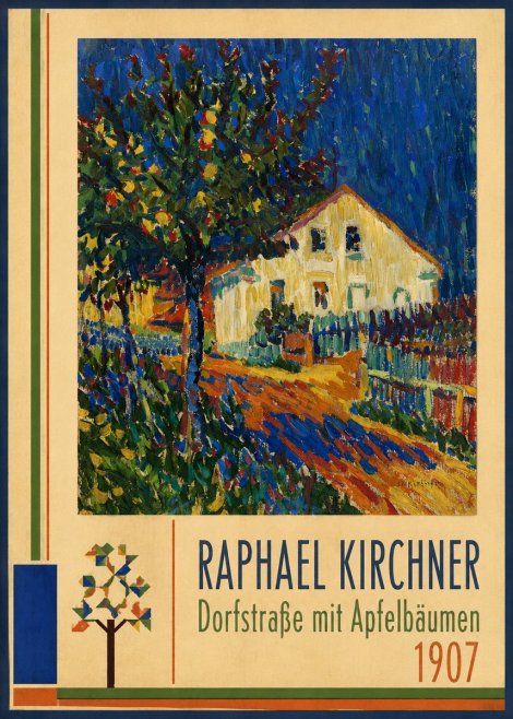Raphael Kirchner Dorfstraße Mit Apfelbäumen No2 - Plakat