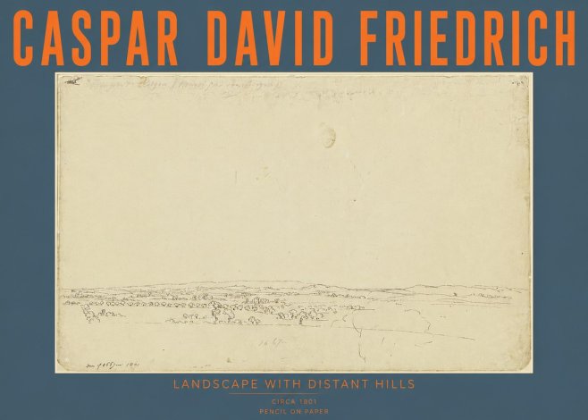 Caspar David Friedrich Landscape with Distant Hills No4 - Plakat