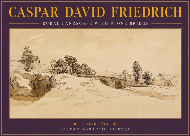 Caspar David Friedrich Rural Landscape with Stone Bridge No5 - Plakat