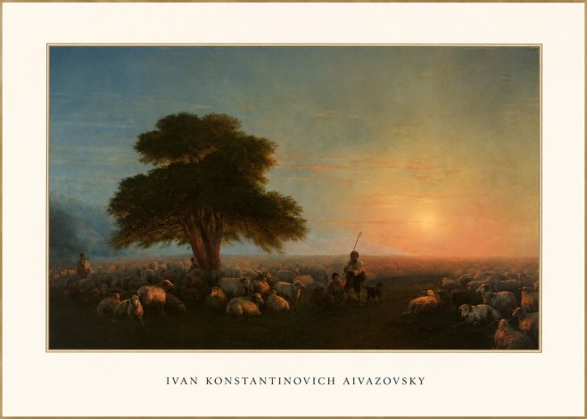 Ivan Konstantinovich Aivazovsky Shepherd with Flock at Sunset No3 - Plakat