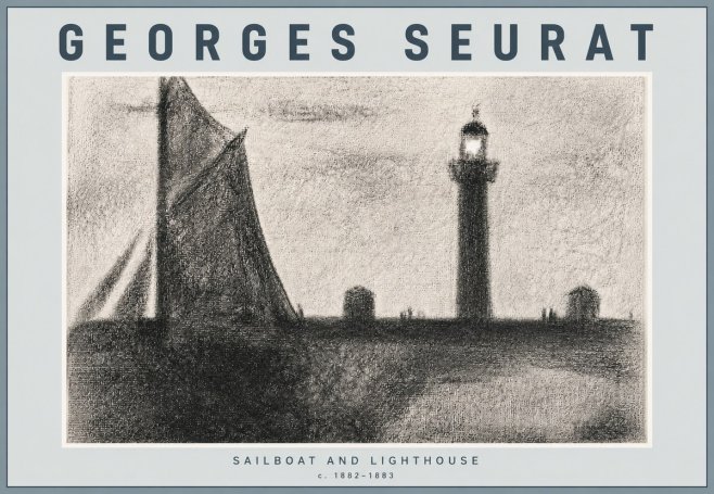 Seurat Sailboat and Lighthouse No6 - Plakat