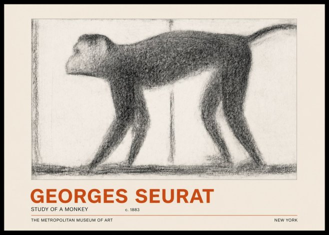 Seurat Study of a Monkey No4 - Plakat