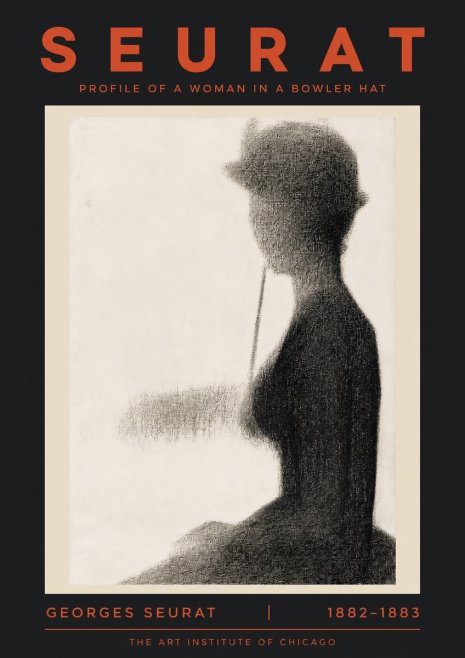 Seurat Profile of a Woman in a Bowler Hat No5 - Plakat