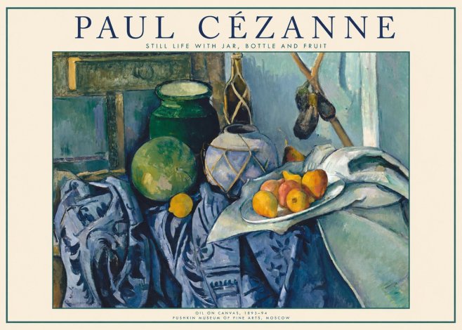 Paul Cézanne Still Life with Jar, Bottle and Fruit No1 - Plakat