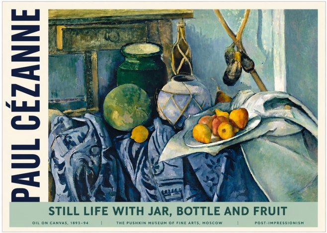Paul Cézanne Still Life with Jar, Bottle and Fruit No4 - Plakat