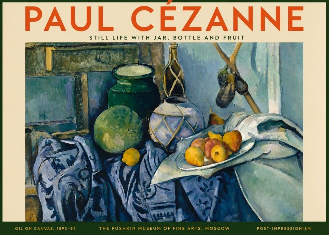 Paul Cézanne Still Life with Jar, Bottle and Fruit No5 - Plakat