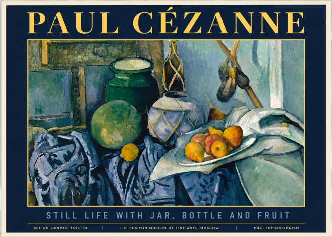 Paul Cézanne Still Life with Jar, Bottle and Fruit No6 - Plakat